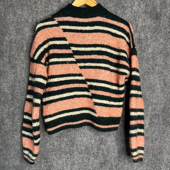 Superdry Sweater Womens 4 Pink Green Striped Mismatched Crew Pullover Casual - Picture 3 of 13